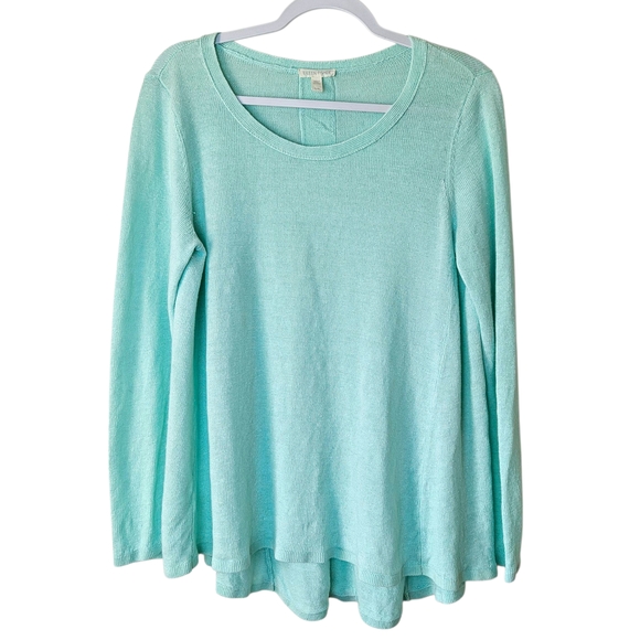 Eileen Fisher 100% Organic Linen Pullover Long Sleeve Top Womens L Mint Green - Picture 1 of 7